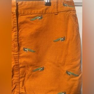 J Crew Orange Corduroy Miniskirt with Peacocks 2000s